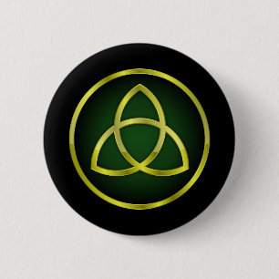 Badge Rond 5 Cm triquetra or et vert