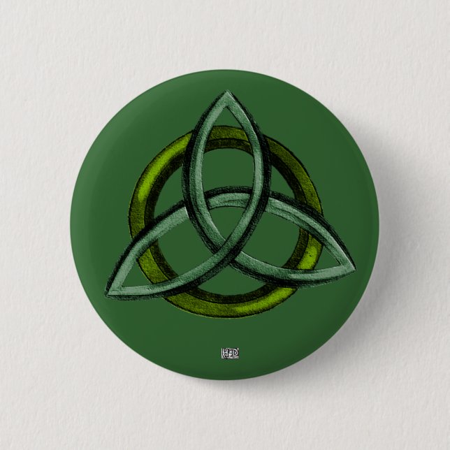 Badge Rond 5 Cm Triquetra (vert) (Devant)