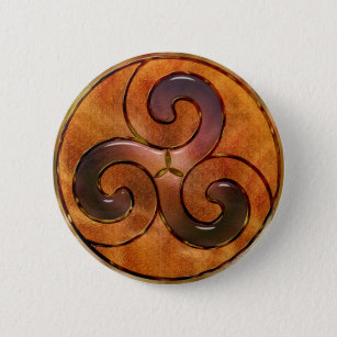 Badge Rond 5 Cm triskele celtique sur l'or