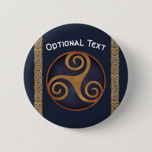 Badge Rond 5 Cm Triskelion celtique (bleu) personnalisé