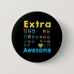 Badge Rond 5 Cm Trisomy 21 Xx Chromosome Extra Girl World Down Syn