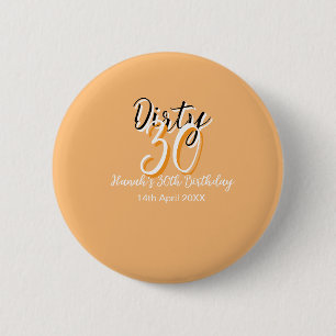 Badge Rond 5 Cm Triste trente orange blanc simple rétro annonce d'