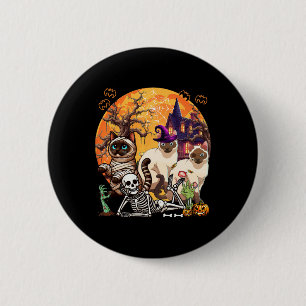 Badge Rond 5 Cm Trois chats siamois Horreur Cosplay Sorcière Hallo