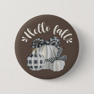 Badge Rond 5 Cm Trois Citrouilles Bonjour Automne