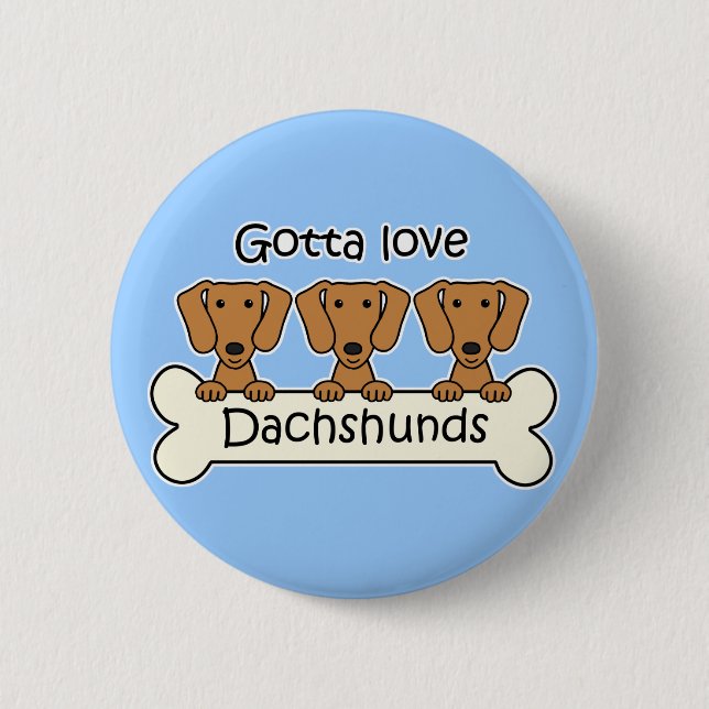 Badge Rond 5 Cm Trois Dachshunds (Devant)