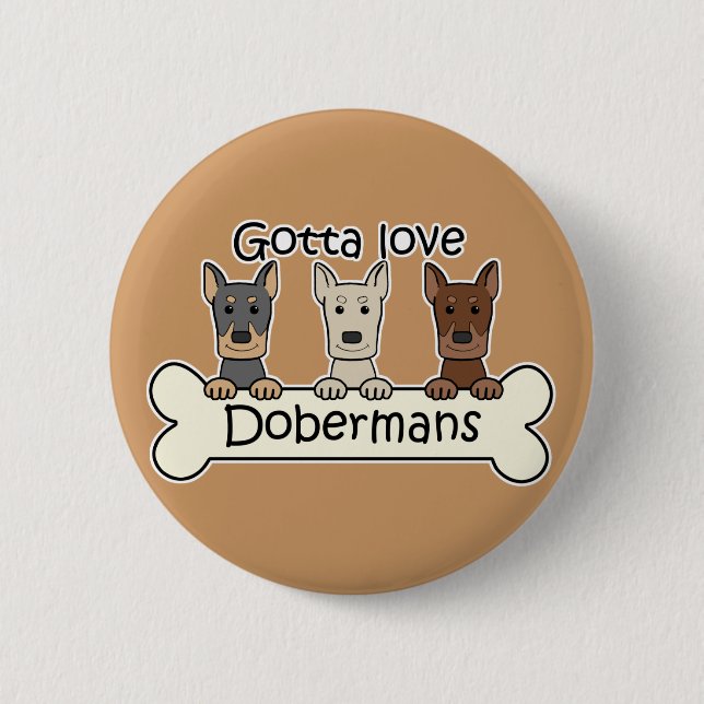 Badge Rond 5 Cm Trois dobermann (Devant)