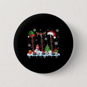 Badge Rond 5 Cm Trois Elf Père Noël Reindeer Hockey Équipements Xm