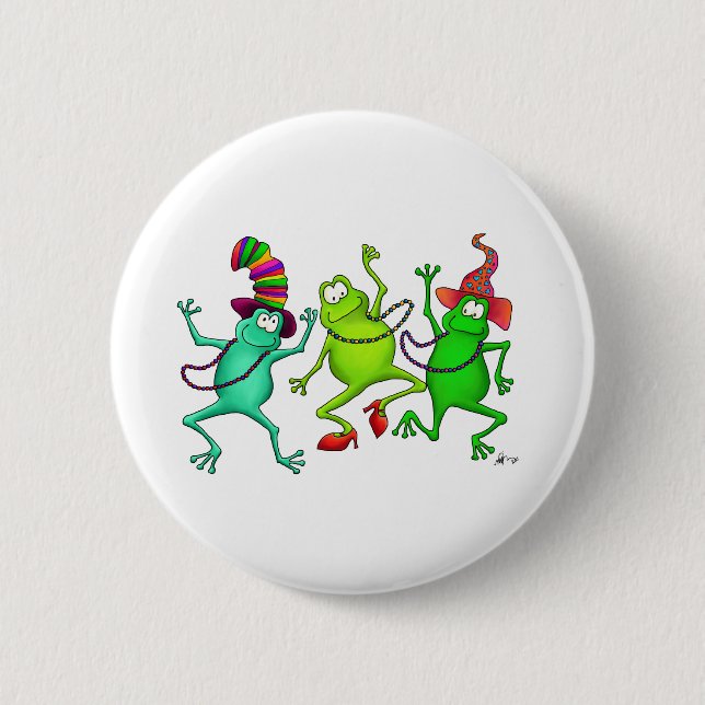 Badge Rond 5 Cm Trois Grenouilles Danseuses (Devant)