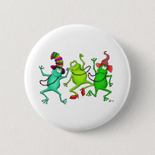 Badge Rond 5 Cm Trois grenouilles de danse
