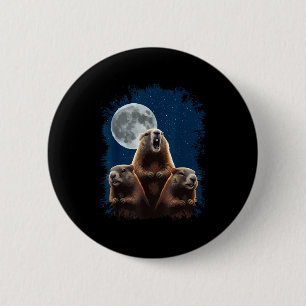 Badge Rond 5 Cm Trois marmottes et une lune drôle de jour de la ma