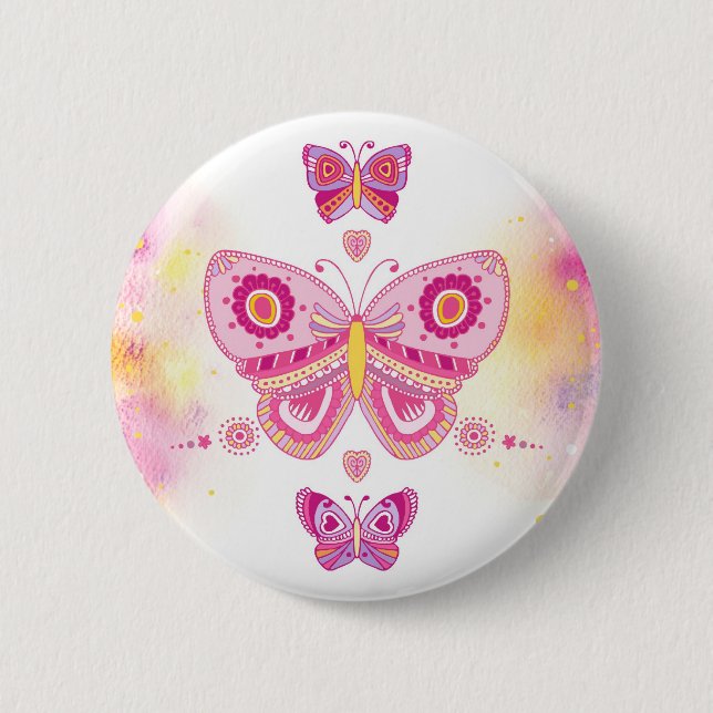 Badge Rond 5 Cm Trois papillons (Devant)