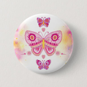 Badge Rond 5 Cm Trois papillons