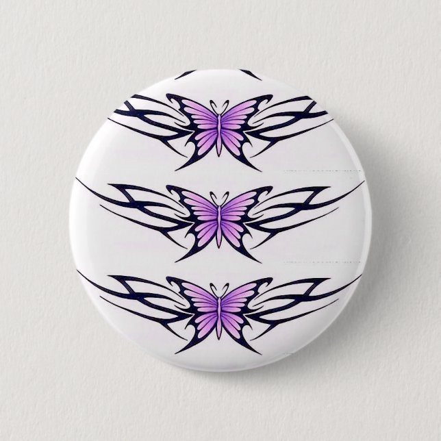 Badge Rond 5 Cm trois papillons violets (Devant)