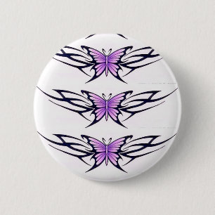 Badge Rond 5 Cm trois papillons violets
