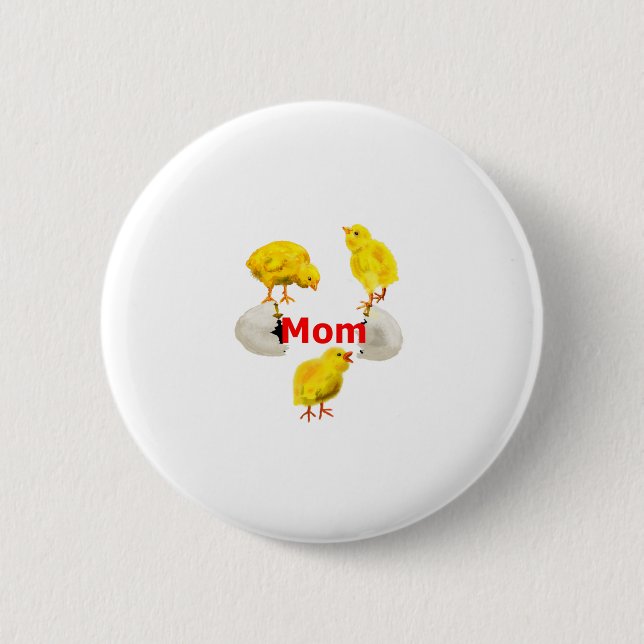 Badge Rond 5 Cm Trois poussins et oeuf fêlé (Devant)
