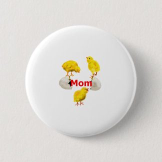 Badge Rond 5 Cm Trois poussins et oeuf fêlé