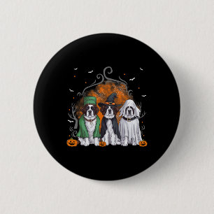 Badge Rond 5 Cm Trois Saint Bernard St Bernard Chien Halloween Gho