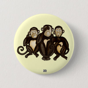 Badge Rond 5 Cm Trois singes sages