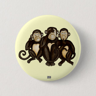Badge Rond 5 Cm Trois singes sages
