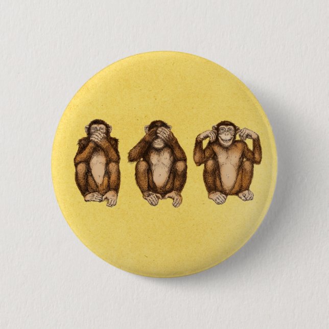 Badge Rond 5 Cm Trois singes sages (Devant)