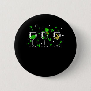 Badge Rond 5 Cm Trois verres à vin Clover Shamrock St Patrick jour