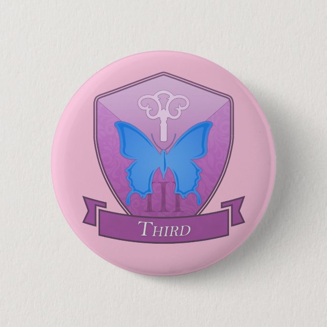 Badge Rond 5 Cm Troisième - Épingle de l'école Mt. Calibeen (Devant)