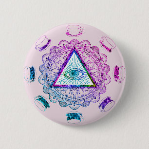 Badge Rond 5 Cm Troisième Oeil Voir Tous La Coupe Du Café Oeil