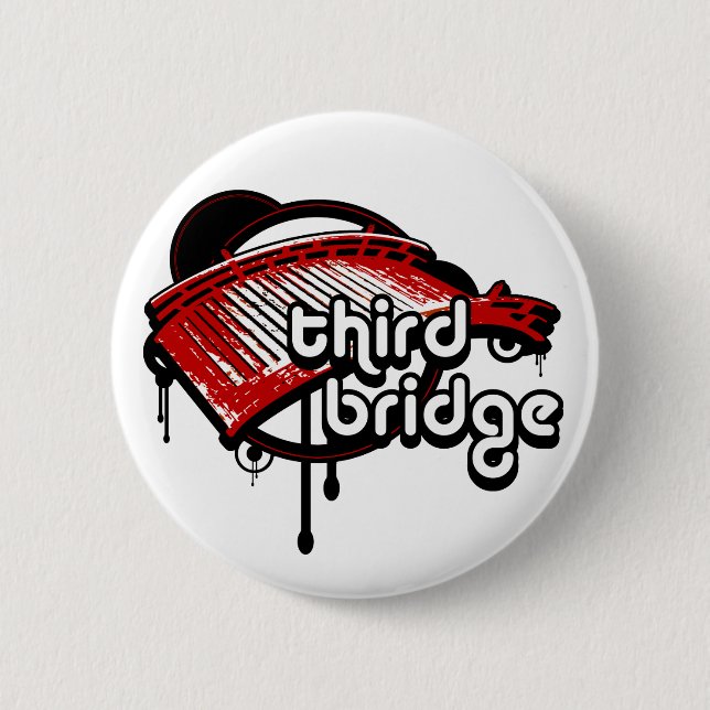 Badge Rond 5 Cm troisième pont. blanc&rouge. (Devant)