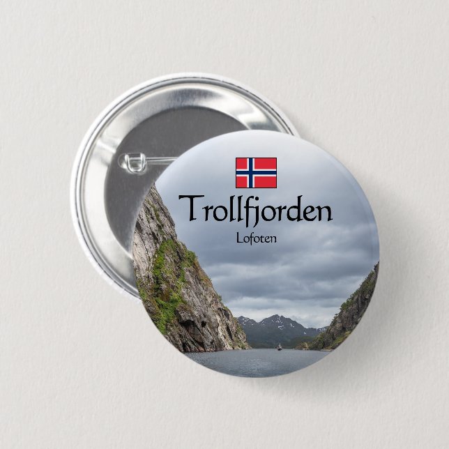 Badge Rond 5 Cm Trollfjord Lofoten (Devant & derrière)