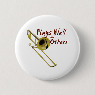 Badge Rond 5 Cm Trombone joue bien