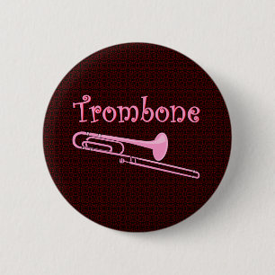 Badge Rond 5 Cm Trombone rose