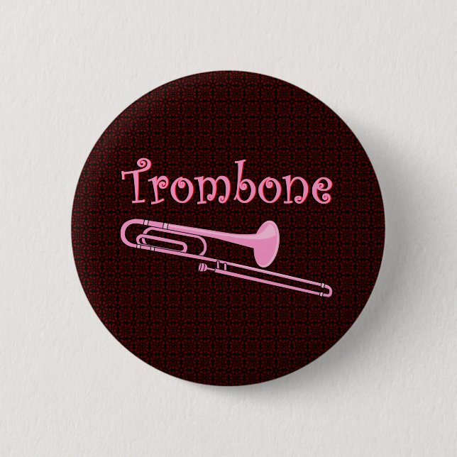 Badge Rond 5 Cm Trombone rose (Devant)