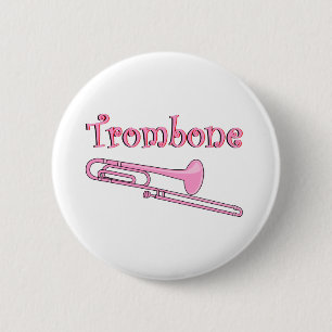 Badge Rond 5 Cm Trombone rose