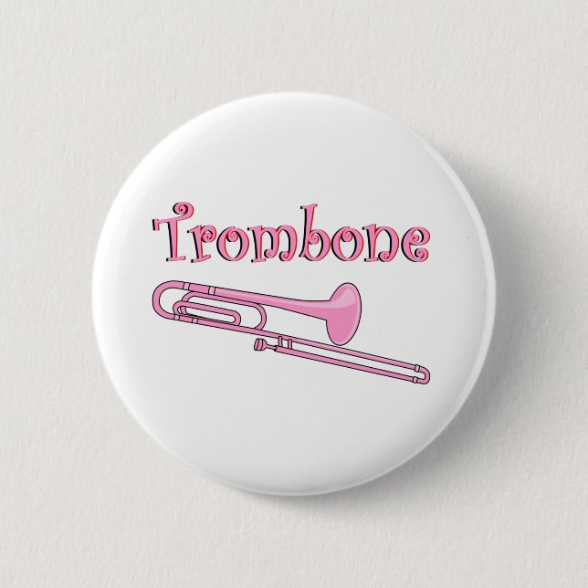 Badge Rond 5 Cm Trombone rose (Devant)