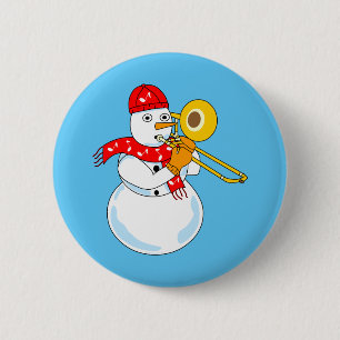Badge Rond 5 Cm Trombone Snowman