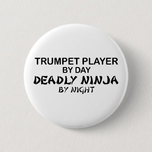 Badge Rond 5 Cm Trompette Ninja mortel par nuit