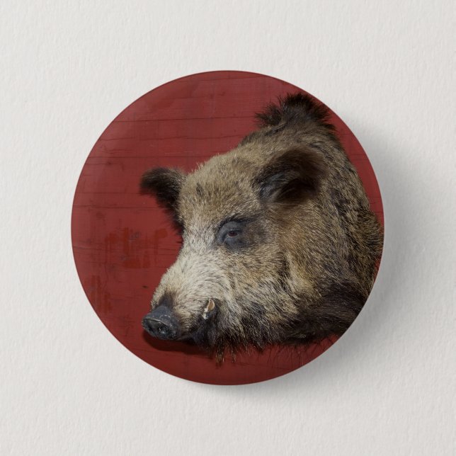Badge Rond 5 Cm Trophée Wild Boar (Devant)