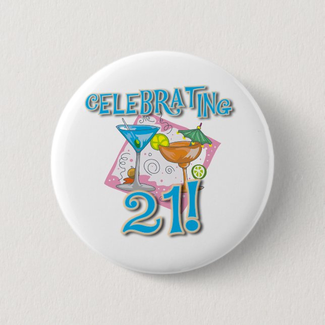 Badge Rond 5 Cm Tropical Celebrating 21 (Devant)