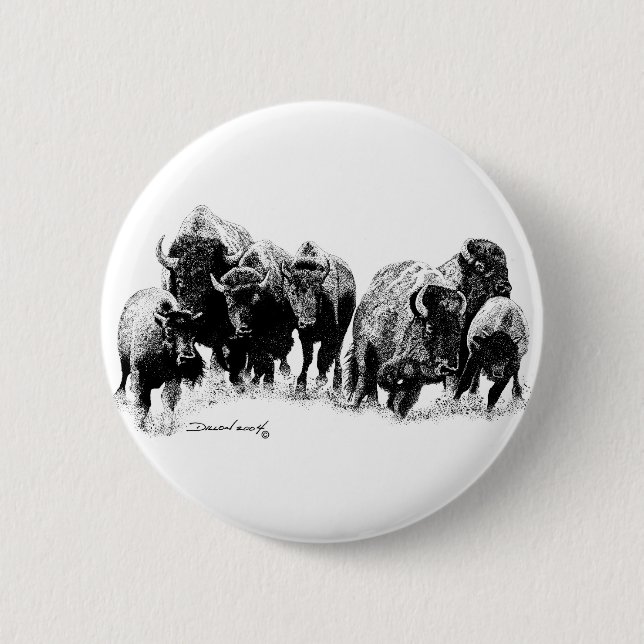 Badge Rond 5 Cm Troupeau de Buffalo (Devant)