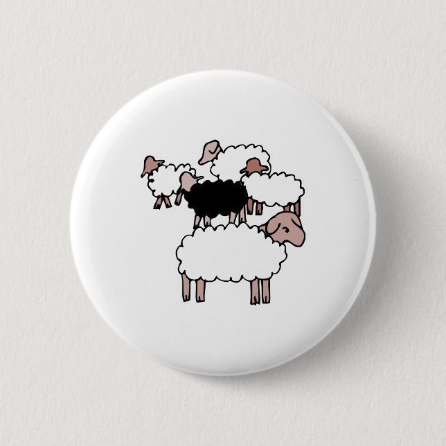 Badge Rond 5 Cm troupeau de moutons avec mouton noir (Devant)