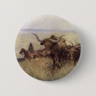 Badge Rond 5 Cm Troupeau en route pour le Wyoming par WHD Koerner