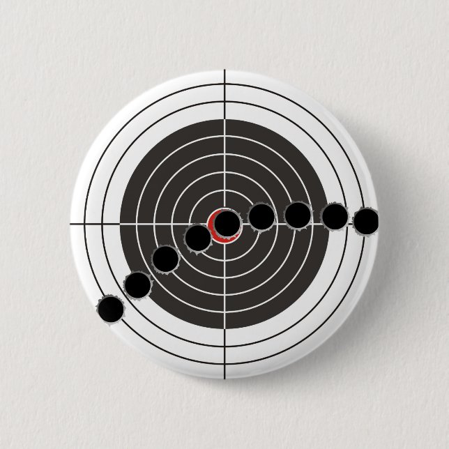 Badge Rond 5 Cm Trous de balle de mitrailleuse au-dessus de cible (Devant)