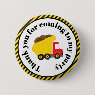 Badge Rond 5 Cm Truck et Digger "Merci pour venir"