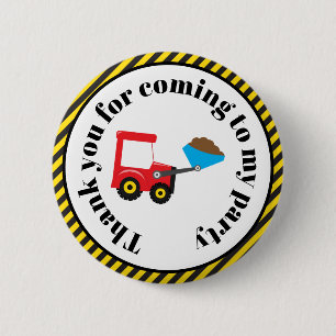 Badge Rond 5 Cm Truck et Digger "Merci pour venir"