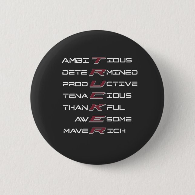 Badge Rond 5 Cm Trucker Acrostique Traits Professionnels Force (Devant)