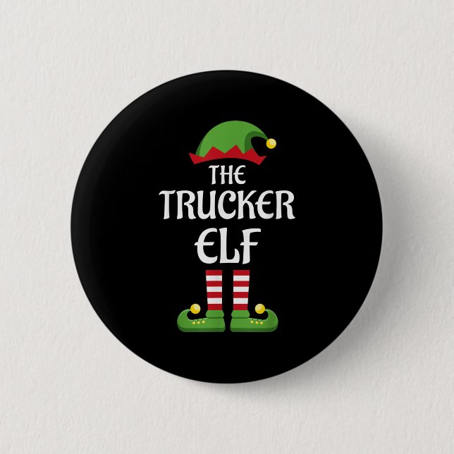 Badge Rond 5 Cm Trucker Elf Family Matching Group Christmas  (Devant)