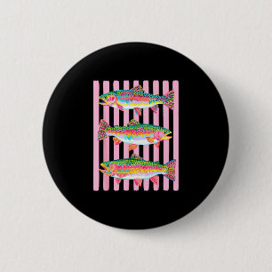 Badge Rond 5 Cm Truite arc-en-ciel colorée prépa été vie lac
