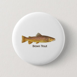 Badge Rond 5 Cm Truite Brown (intitulée)