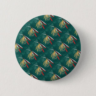 Badge Rond 5 Cm Truite "Fin" Mouche mouillée mouillée mouillée à m
