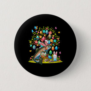 Badge Rond 5 Cm Truite Poisson lapin Oeufs de Pâques Cute Costume